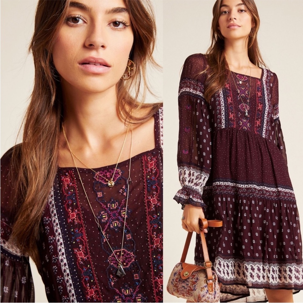 Anthropologie Maeve Galene Long Sleeve Dress